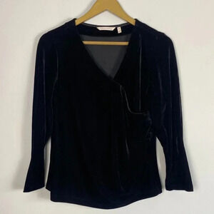 Soft Surroundings Black Velvet V Neck Wrap Top
